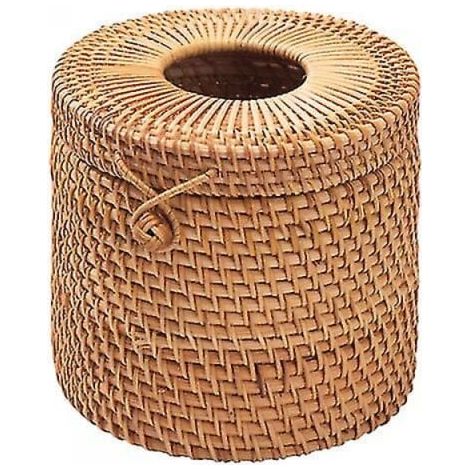 Zylindrischer Toilettenpapierhalter aus Rattan – Dekorativer, geflochtener Toilettenpapierhalter im Vintage-Stil für Wohnzimmer, Schlafzimmer, Badezimmer, Tisch und Zuhause (1/4)