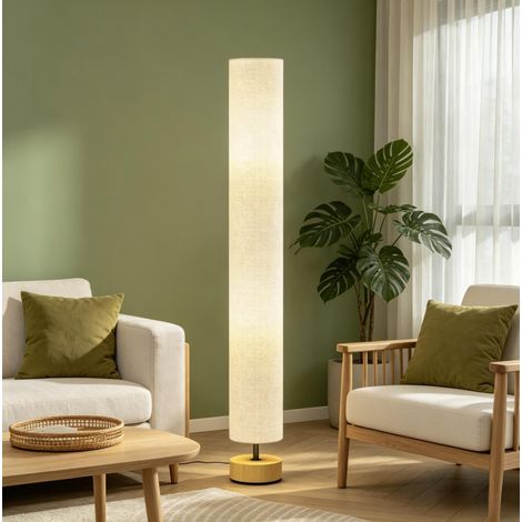 CHICFURN Lampadaire salon 15x15x120 cm gris, abat-jour en lin, interrupteur au pied (1/5)