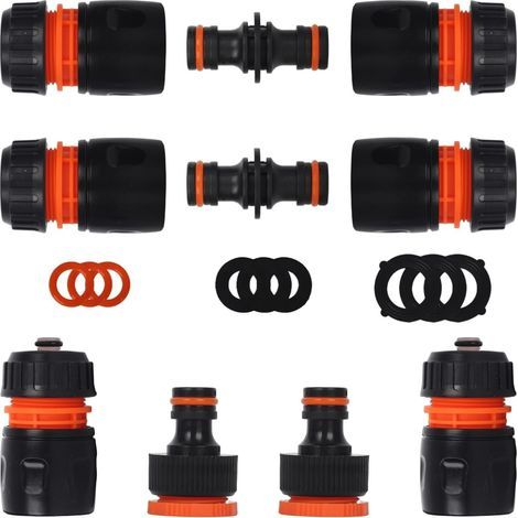 Lot de 10 Raccord Tuyau D'arrosage 1/2" 13mm,Kit de Raccordement de Robinet Tuyau de Jardin -Connexion Rapide 1/2",Double Mâle,Connecteur femelle Premium 1/2"-3/4",Joint de Réparation de Tuyau (1/4)