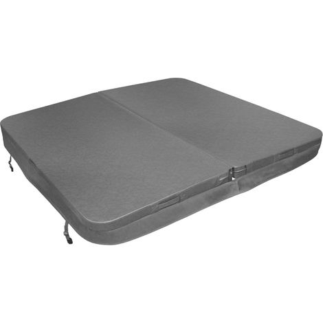 Copertura per vasca idromassaggio 2.1m x 2.1m quadrato Grigio Resistente alle intemperie Pelle PVC zincato Resistente alle fiamme UV Muffa 4 x Cinghie di chiusura con chiavi 6 x Maniglie di sollevamen (1/5)