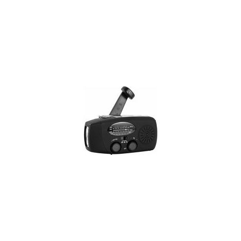 Radio solaire portable à manivelle AM/FM/NOAA, lampe de poche 3 LED, chargeur téléphone – (1/4)
