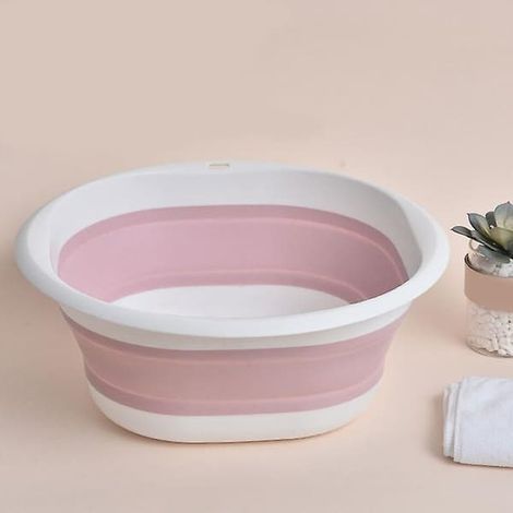 [LCS] Bacs pliables en plastique, bacs à linge portables, accessoires de salle de bain et de cuisine, rose, taille L (1/5)