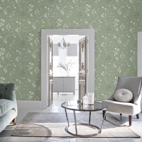 Papier peint intissé Laura Ashley Branches Elderwood Sage 1005 x 52cm Vert doux