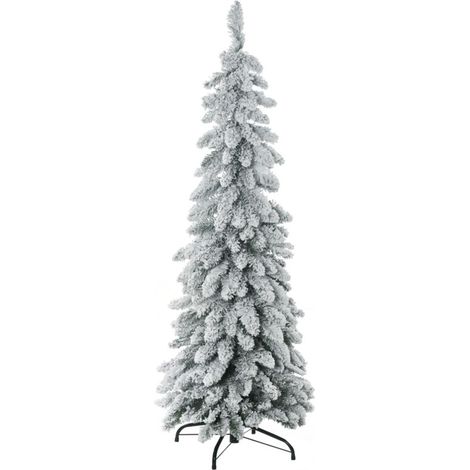 Sapin de Noël artificiel avec structure en acier, 253 branches enneigées, base pliable, 135 cm de haut, vert (1/5)