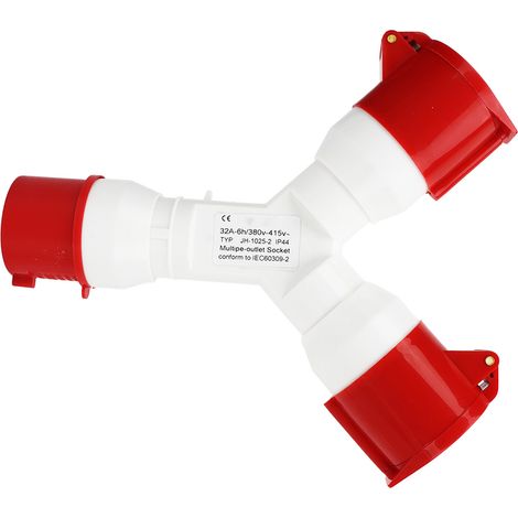 Connecteur industriel étanche IP44 en forme de Y, type prise aviation, 5 broches, 3P+N+T, 380-415 V, 32 A (1/5)