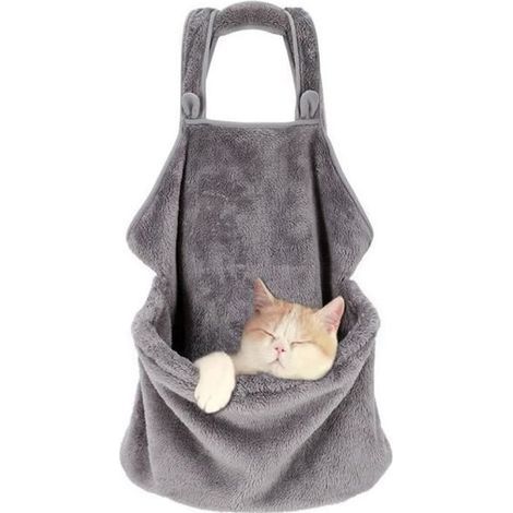 Dog/Cat Carrier Bag for Airplanes, Front Carrier Bag for Dogs and Cats, Breathable Wool Front Carrier for Dogs and Cats, GRAY (1/4)