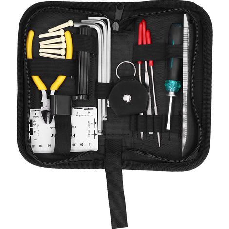 Kit d'outils de réparation de guitare portable, comprenant des kits d'installation pour guitares électriques, ukulélés, basses et banjos, avec médiators et pinces à médiators. (1/5)