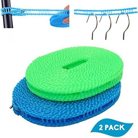 Corde à linge extensible portable, fil de séchage vêtements intérieur extérieur (1/4)