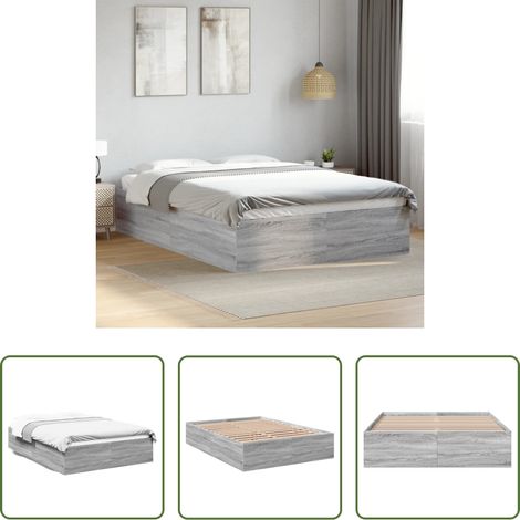 vidaXL Estructura de cama madera de ingeniería gris Sonoma 120x190 cm (1/5)