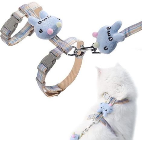 Leichte und weiche, verstellbare Katzenleine, Geschirr für große und kleine Katzen, für sichere Spaziergänge - Crezuo