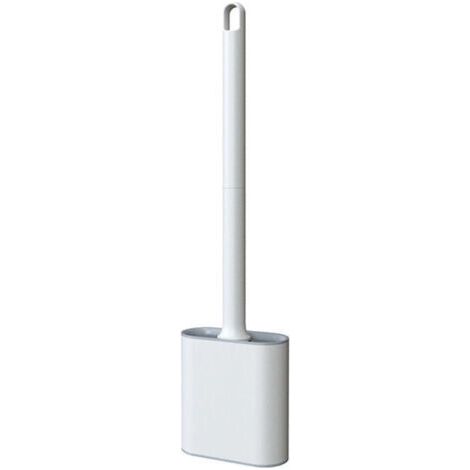 Blanc Brosse WC Silicone Plate- Brosse Toilette et Supports, Anti-goutte, Antibactérienne, Balayette WC Ventilée, Séchage Rapide sans Odeur, Balai WC Montage Mural/au Sol, Salle de Bain et WC (1/4)