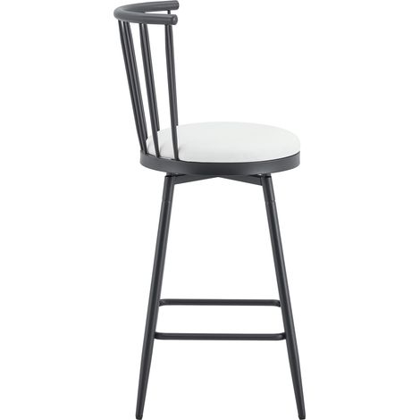 Set mit 2 Barhockern aus Metall im Windsor-Stil mit gepolsterter weißer Sitzfläche (1/5)