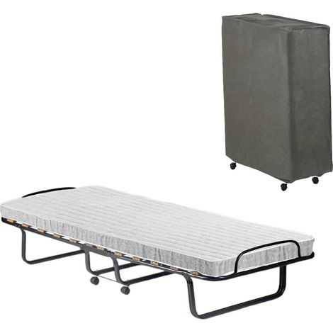 Lit Pliant Nives, Matelas Inclus, Déhoussable Made in Italy, Noir