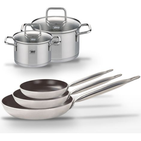 Lot de 3 Poêles 24/28/32 cm Elo Bistro Line et 2 Faitouts 16/20 cm (1/5)