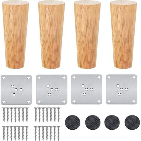 4 gambe per mobili in legno da 6 cm, gambe dritte per divano, tavolo, letto e altri mobili, resistenti ed eleganti (1/5)