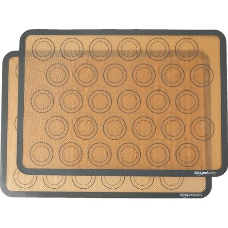 Lot de 2 Tapis de cuisson en silicone pour macarons, anti-adhésif, beige et gris, four jusqu'à 250 °C (1/5)