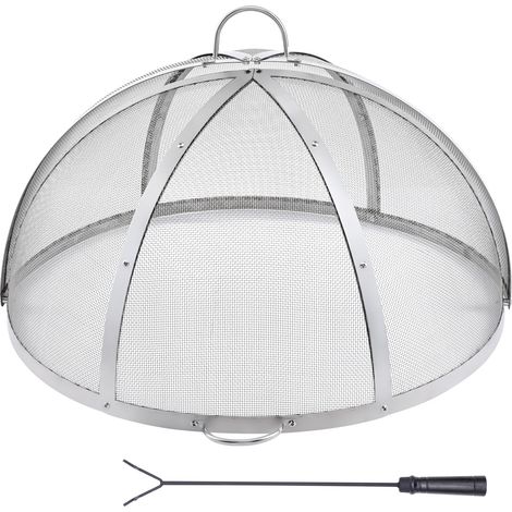Mophorn Pare-étincelles rond de 40 po pour foyer, couvercle en acier renforcé et robuste, couvercle supérieur à ouverture facile avec poignée en anneau pour foyers de terrasse