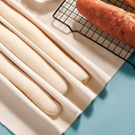 Luxuriöses Backtuch Set, 2 teilig 90 x 76 cm & 75 x 45 cm, 100 % natürliches, dickes Textil, zum professionellen Backen von Baguettes und handwer (1/5)