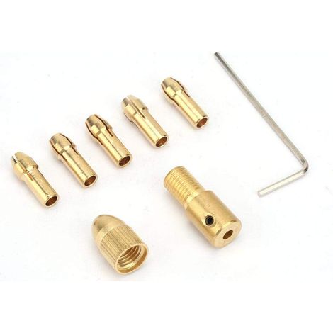 7-teiliges Bohrfutter-Set – 0,5–3 mm – Messing – mit Schlüssel – 3,17 mm – Spiralbohrer-Set