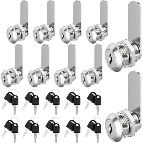 Briefkastenschloss 20mm,10 Stück Spindschloss mit Schlüssel, ein Schlüssel Steuert ein Briefkastenschloß, Briefkasten Schloss Passend für Türstärken bis 16mm (20MM)