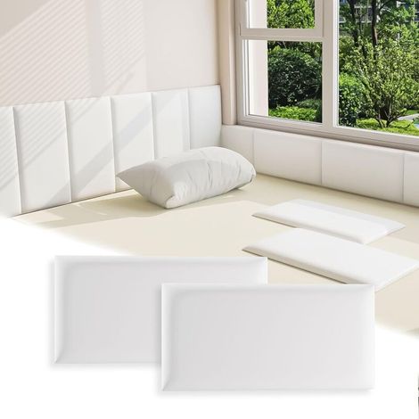 Lot de 8 tapis muraux tatami autocollants blanc cassé, autocollants muraux anti-collision pour dossier - 20 x 40 cm (1/5)