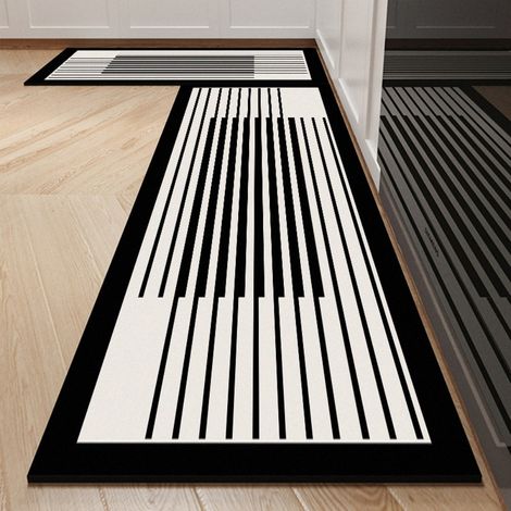 Géométrie simple - 1 pot de boue de diatomées 4060cm Tapis de cuisine, tapis de sol absorbant en terre de diatomées, facile à nettoyer, tapis rectangulaire antidérapant pour usage domestique (1/5)