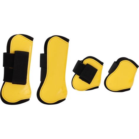 Set di 4 protezioni per tendini in PU per cavalli, ideali per equitazione, ammortizzanti e protezione contro il salto, colore giallo, marca M-Crezuo.-Crezuo