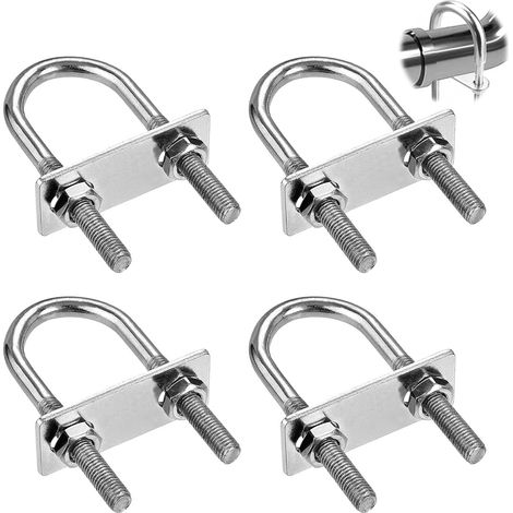 Lot de 4 vis à étrier M6, en acier inoxydable U, avec cadre écrou et éléments de fixation, vis en U, boulons à étrier pour tube de 50 x 80 mm de diamètre (1/5)