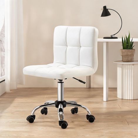 Chaise de bureau coloris blanc en bonded cuir 51 x 46 x 92 cm (1/5)