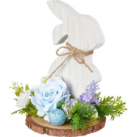 Décoration Pâques Lapin en Bois Ornement Bureau Maison Style Rétro Œuf de Pâques (1/5)