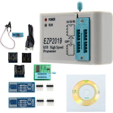 EZP2019 Hochgeschwindigkeits-SPI-Flash-Programmiergerät mit 4 getesteten Basen für Block 24 EEPROM, für 25 Flash 93 EEPROM (Englische Version) (1/5)