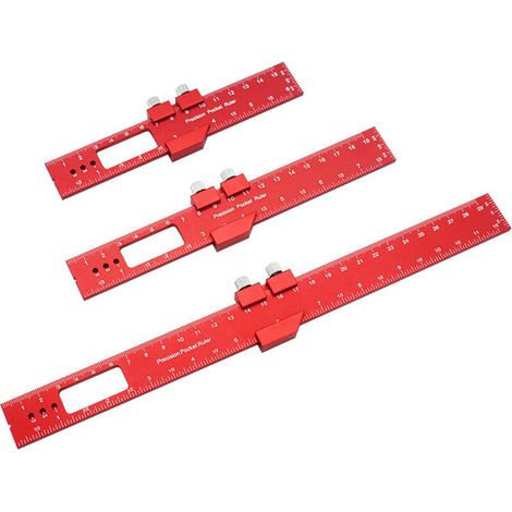 Règle de précision en métal avec arrêt coulissant - 30
 cm, 20 et 16 cm, mesure et marquage réglables pour le travail du bois (1/5)