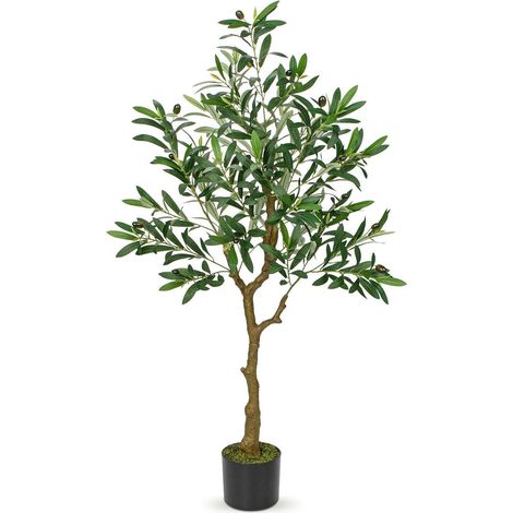 Künstlicher Olivenbaum 120cm groß Kunstpflanze Deko für Zuhause Büro Garten (1/5)