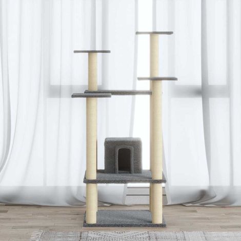 vidaXL Rascador para gatos con postes de sisal gris claro 110 cm (1/5)