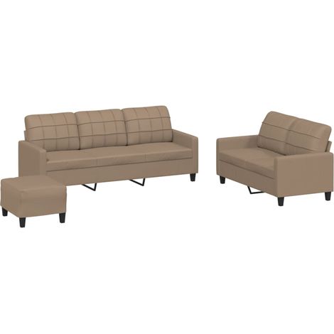 Maison Exclusive - Set di Divani 3 pz con Cuscini cappuccino in Similpelle