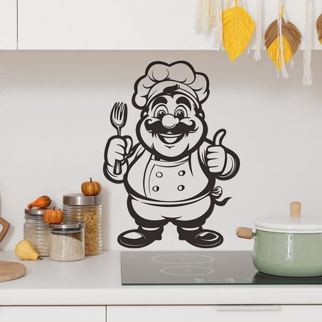 Sticker Mural Adhésif de Cuisine Motif de Cuisine Décoration Murale pour Cuisine Salle à Manger (B) (1/5)