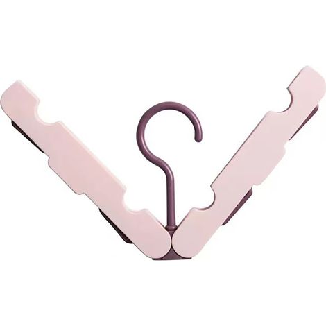 Portant vêtements pliable anti-dérapant avec pinces, multifonction pour voyage maison dortoir rose (1/5)