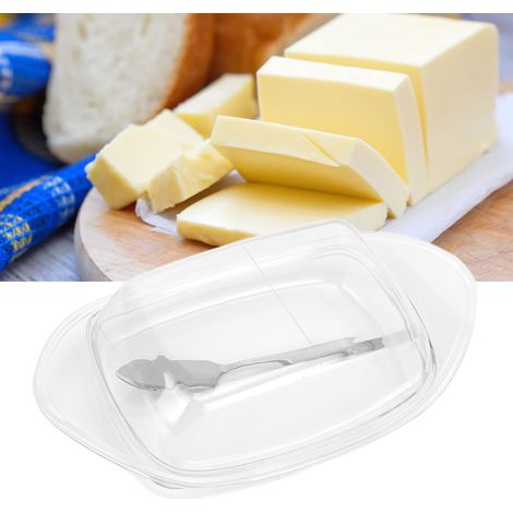 Butterausstecher mit Deckel und Messer, Käseaufbewahrungsbox, Lebensmittelaufbewahrungsbox, Butterdose zum Backen, bootsförmige Butterdose, transparent. (1/5)