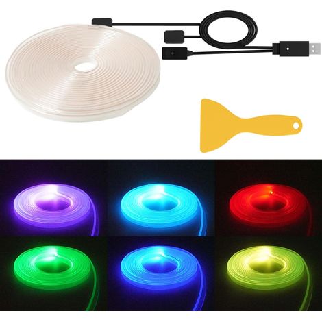 LED Strip Light 7 Colours for Car – Neon LED Interior Lighting, El Wire 5 m 16 ft – Decorative Atmosphere (1/5)