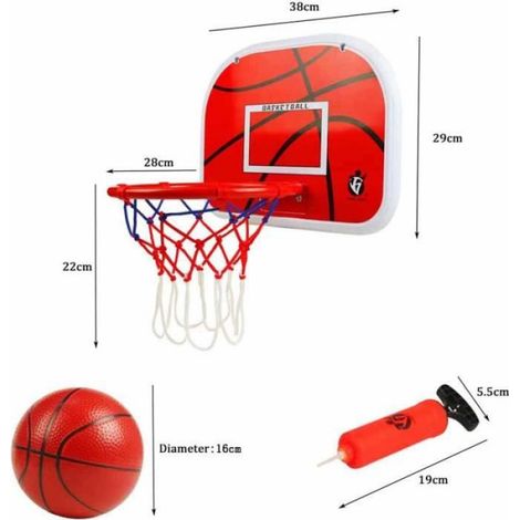 Panier de Basket Enfant Basketball Avec Basket-Ball Pompe Jante en Métal Hoop Fitness Basket en Plein Air Intérieur Jouet (1/4)