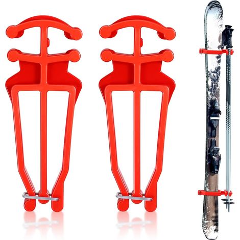 Support Universel pour bâtons de Ski de Fond - 1 Paire - Rouge (1/5)