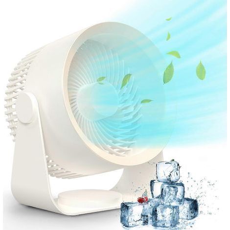 HONORNIC - Mini ventilateur 3 vitesses avec veilleuse, rotation à 180°, chargement USB, silencieux - Mini ventilateur de table silencieux pour la maison et la chambre (1/5)