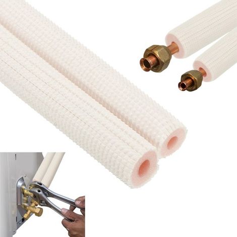 pezzi di schiuma isolante per tubi di rame di condizionatori split (un pezzo con diametro interno di 12 mm e uno con diametro interno di 6 mm) Lunghezza: 1 metro (1/5)