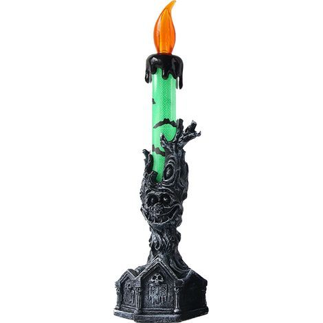 Velas decorativas de Halloween con purpurina y luces LED para el hogar, fiestas, bares y casas encantadas (verdes). (1/5)