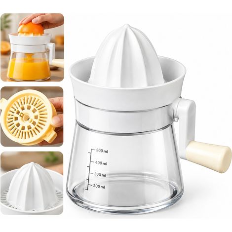 1 Pc Presse Agrumes a Manivelle Blanc ABS et PP Alimentaire 13 x 16.5 cm Extracteur Orange Citron Jus Frais Cuisine Maison Facile (1/5)