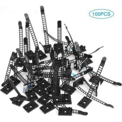 100 Pièces Clips de Câbles Adhésives Attaches de Câble Réglable Clips pour Cable Pinces de Câbles pour la Gestion des Fils (1/5)