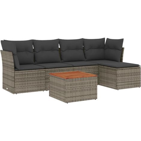Maison Exclusive - 6-tlg. Garten-Sofagarnitur mit Kissen Grau Pol