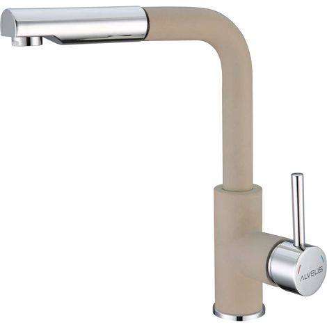 Alveus Siros - Spültisch-Einhebelmischer mit ausziehbarem Auslauf, beige/Edelstahl 1129045