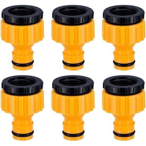 [JAMAIS UTILISÉ] Plastique 3/4 '' and 1/2 '' BSP 2in1 Nez de Robinet d'arrosage à Visser débit Tap Connector Threaded Faucet Adapter 6 Pack (1/4)