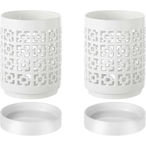 Lot de 2 pots à orchidées en céramique avec trous de drainage, pour plantes d'intérieur et d'extérieur, avec soucoupe de 10 cm (4 pouces). (1/5)